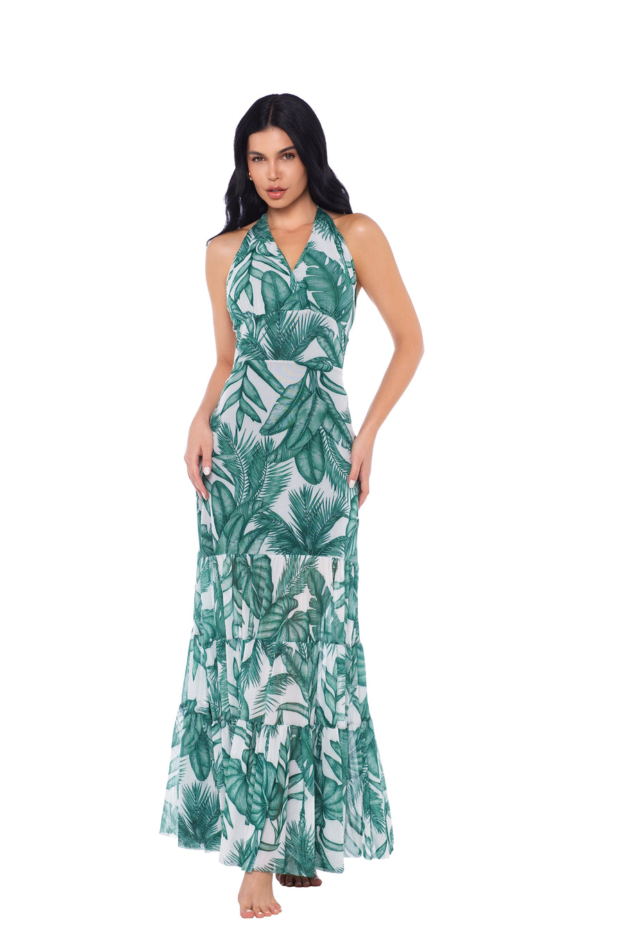 Vestido Longo Tule Estampado Estampa 38E