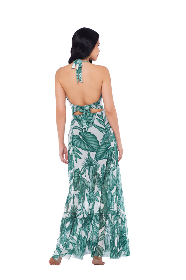 Vestido Longo Tule Estampado Estampa 38E